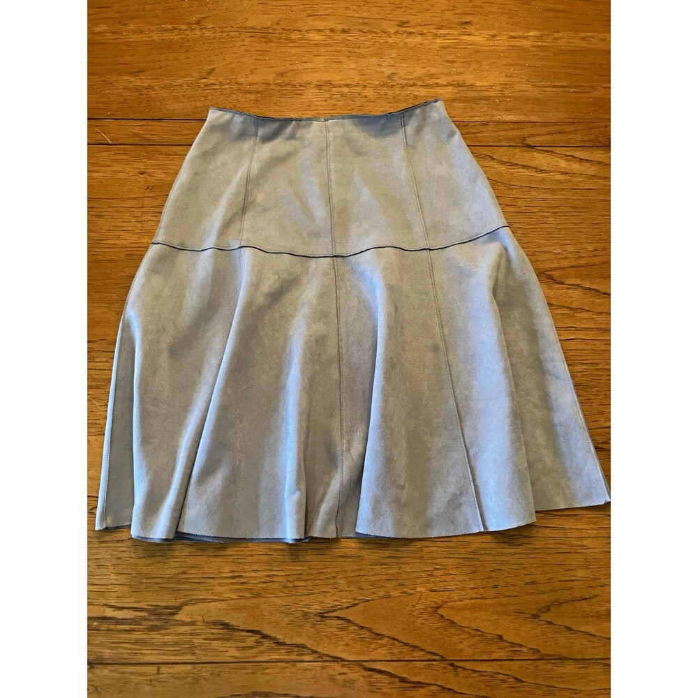 ZARA BASIC Women’s Solid Blue Pleated A-Line Knee Length Skirt Size L